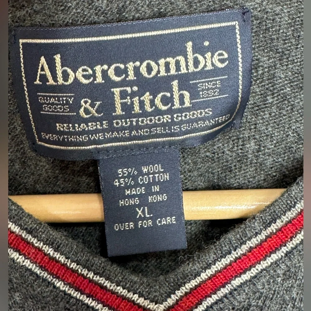 Vintage Abercrombie & Fitch Wool Blend Ringer Sweater Academia Preppy XL Y2K